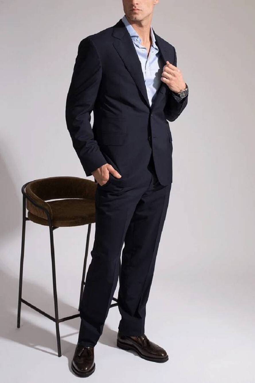 Brunello Cucinelli Travel Suit Pant in Navy IT 48